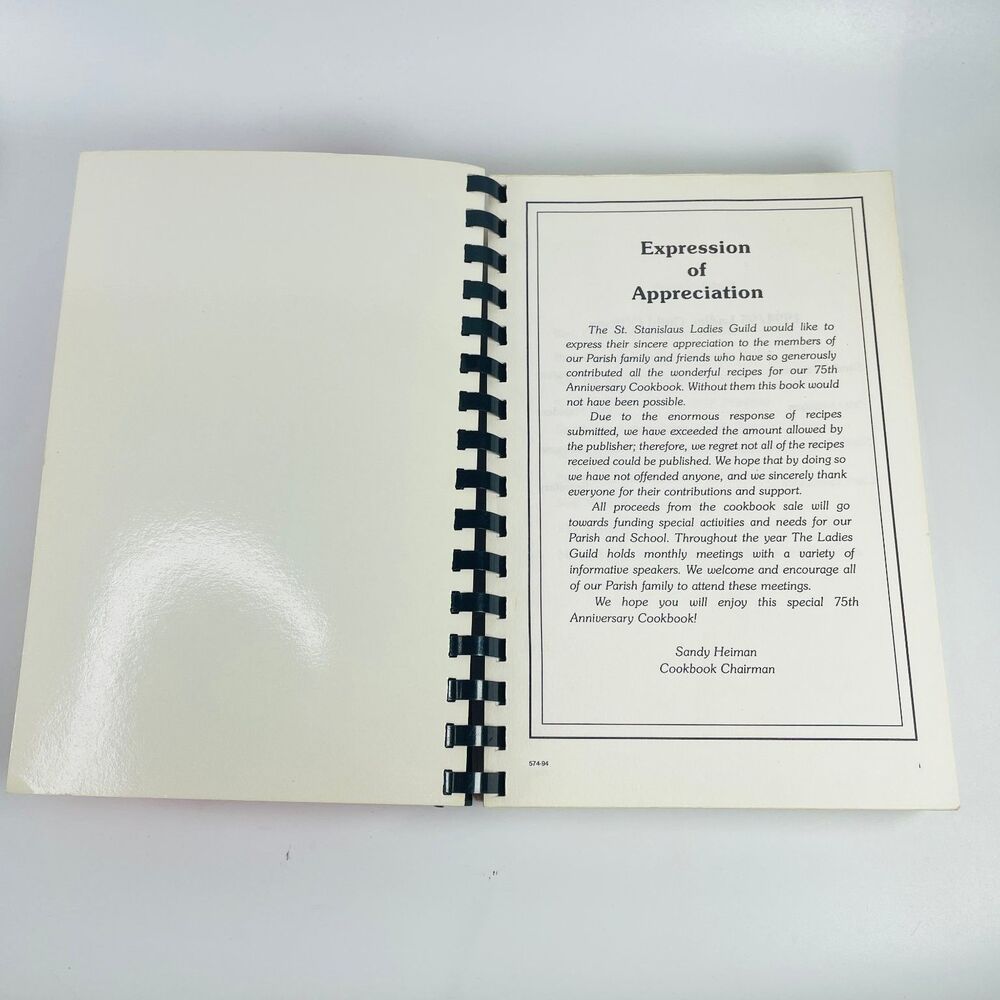 75th Anniversary Spiral Cookbook St Stanislaus Omaha NE 1919 1994 VTG Recipes - Picture 3 of 8